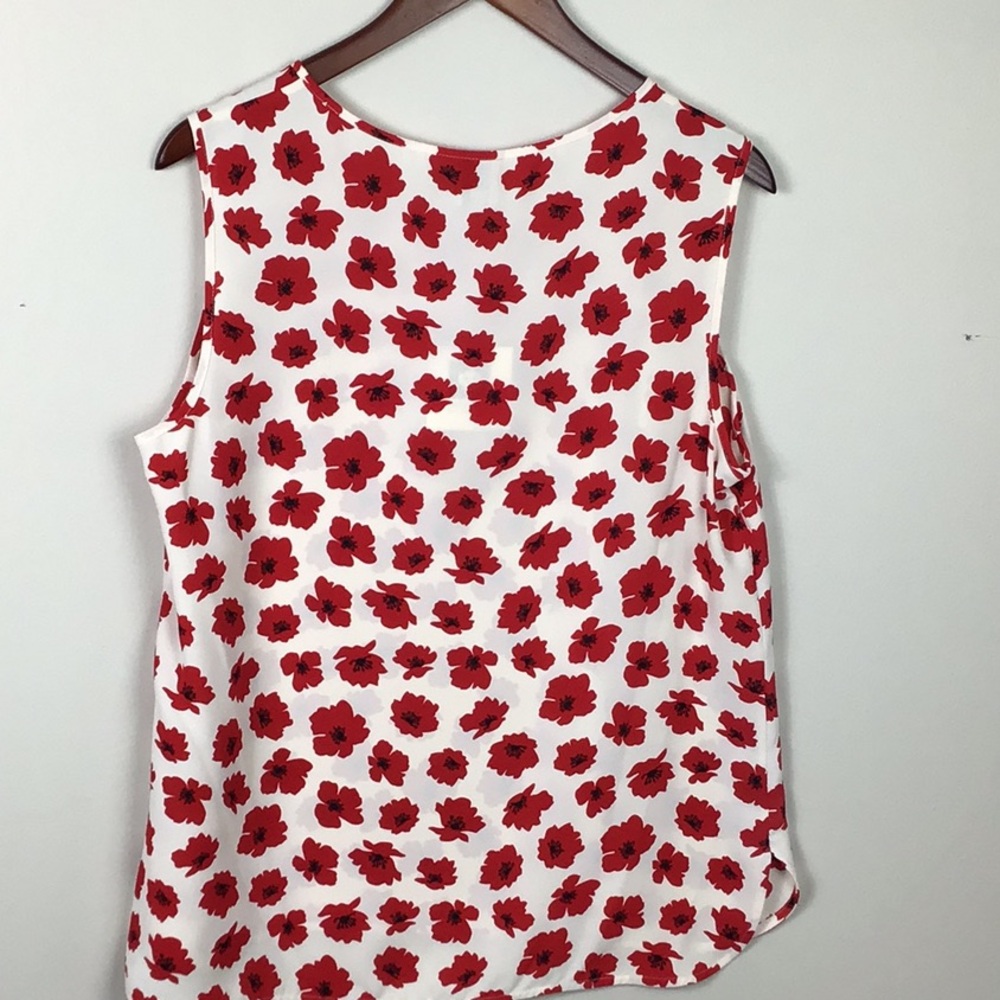 Brand New with Tags Anne Klein Cream top Red Pinot floral print Size large - Picture 5 of 6